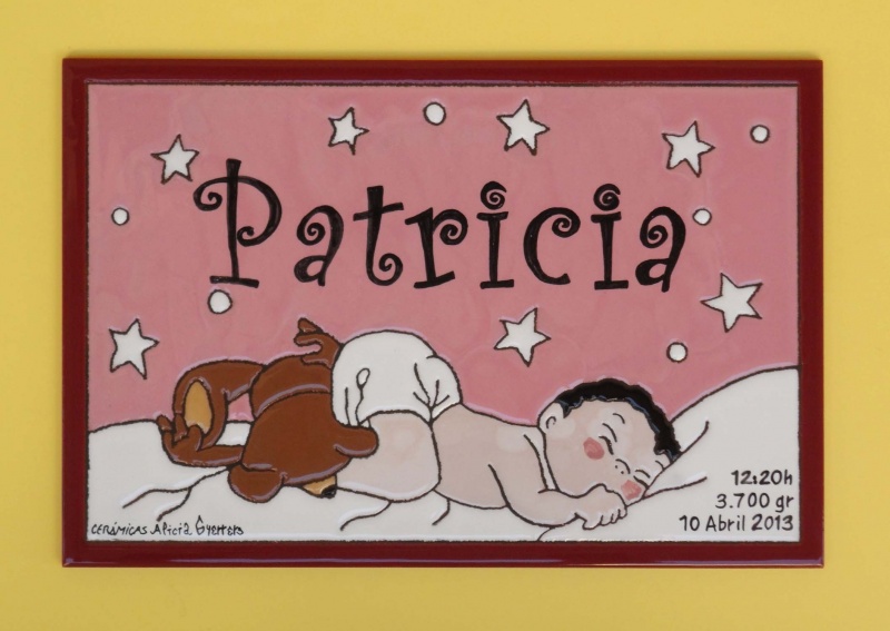 Ceramic handcrafted glazed plaques for births, baptisms, communions and weddings