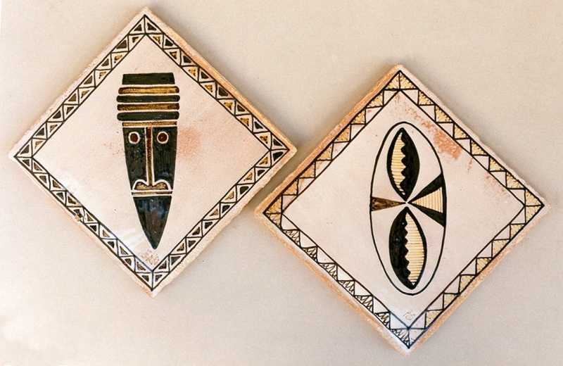  Decorative ceramic tiles and plaques handmade  rustic pottery