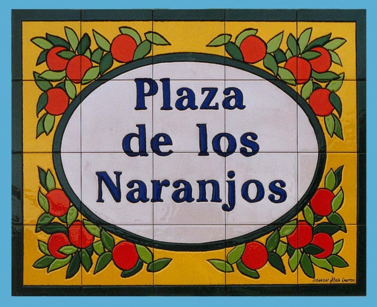 mural Rótulo de azulejos cerámicos plaza