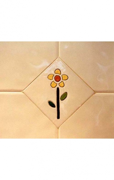 Ceramic mirror and sigle tiles "Poppies"