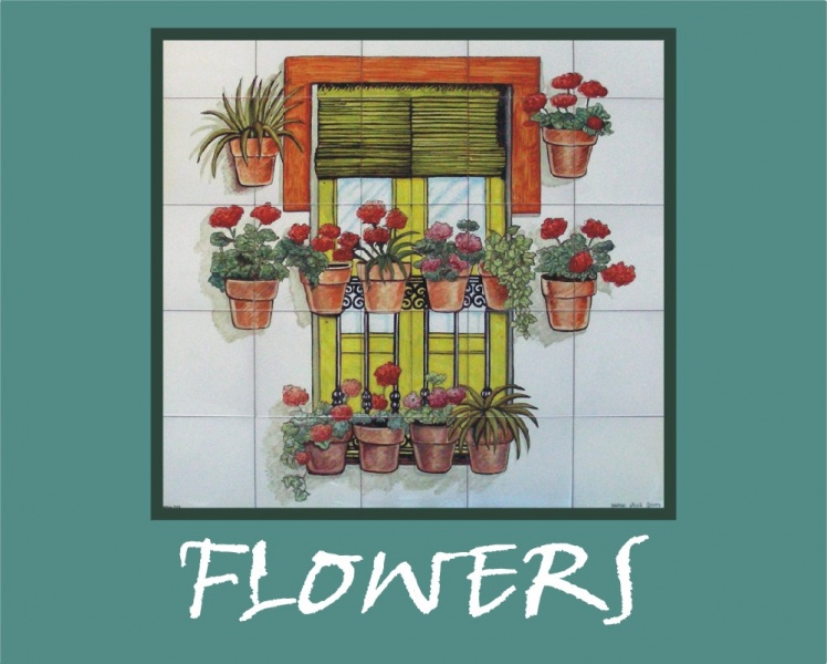 Ceramic glaced tiles murals with Floral designs handpaint