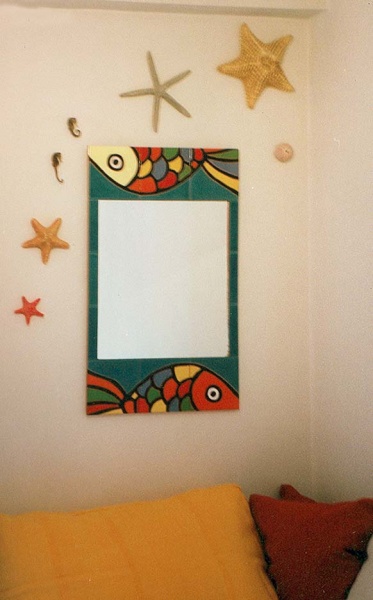 hand painted ceramic tiles for decorative mirror frames