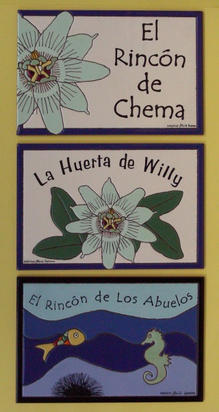 ceramic hand painted labels and tiles