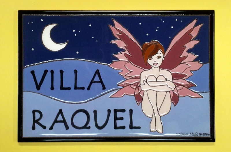 rotulo azulejo de ceramica placa plaqueta nombre casa pintada a mano villa