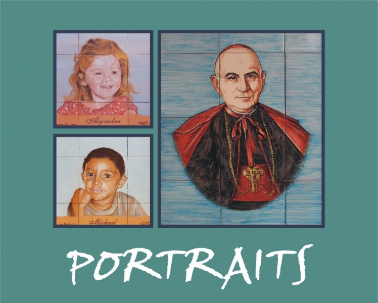 Portraits in Ceramic Murals tiles and Plates hand paint