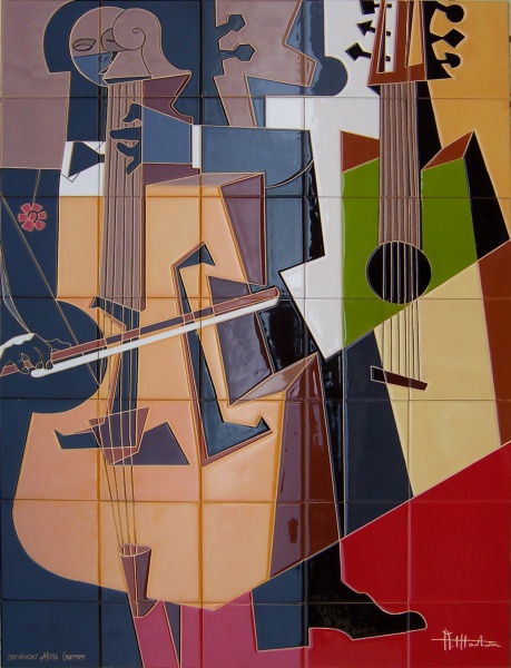 mural azulejo ceramica musica moderno