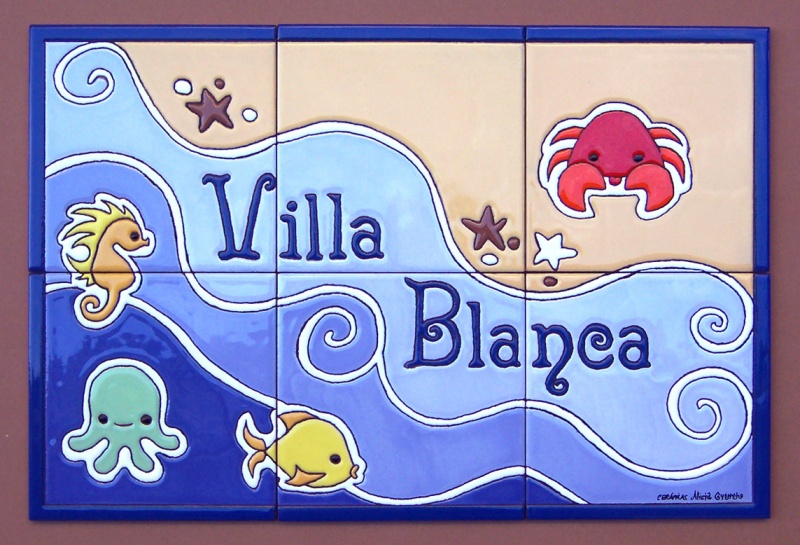 Mural de cerámico azulejos mar