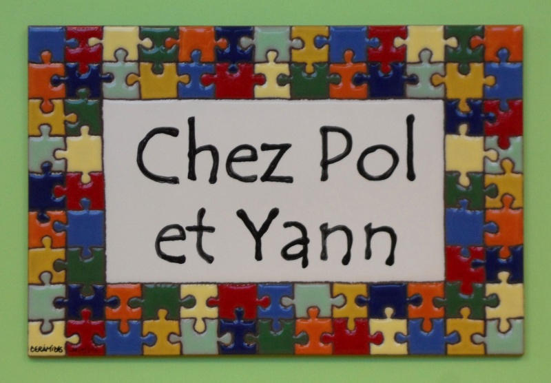rotulo azulejo de ceramica placa plaqueta nombre casa pintada a mano puzle