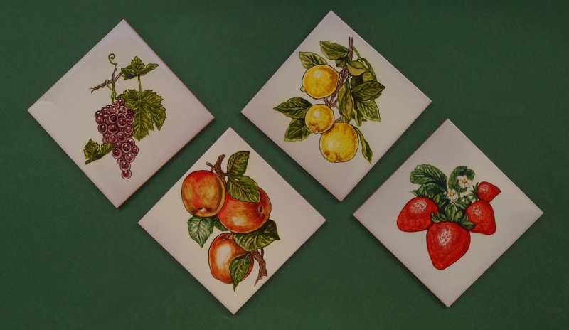 azulejos decorativos frutas pintados a mano