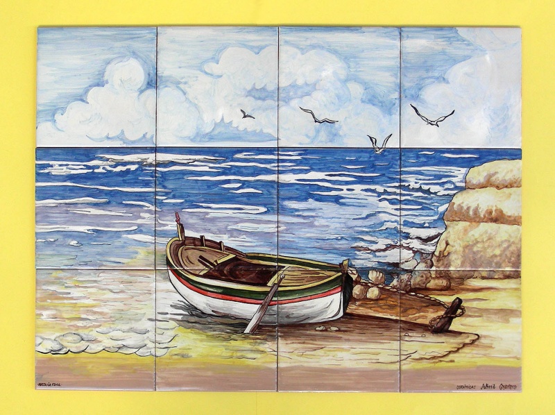 mural azulejo ceramica relieve balca mar marina pesca