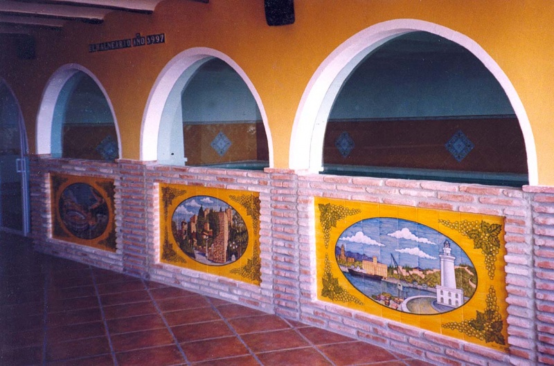 Mural azulejo cerámica pintado mano vista paisaje
