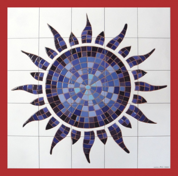 Mural azulejo cerámica sol