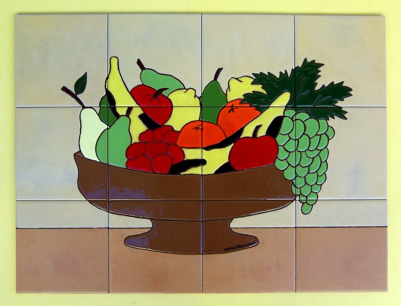 mural azulejo ceramica bodegon frutas