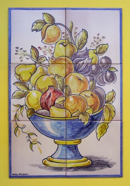 mural azulejo ceramica rustico frutas bodegon