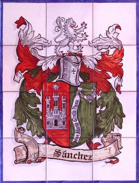 Mural azulejo cerámica heraldica apellido sanchez