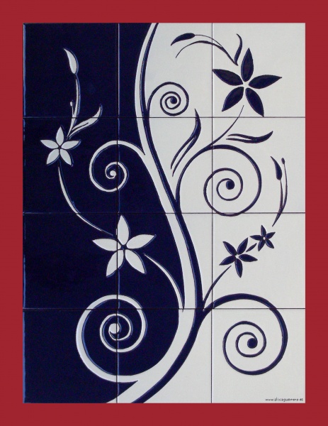 Mural azulejo cerámica flores moderno