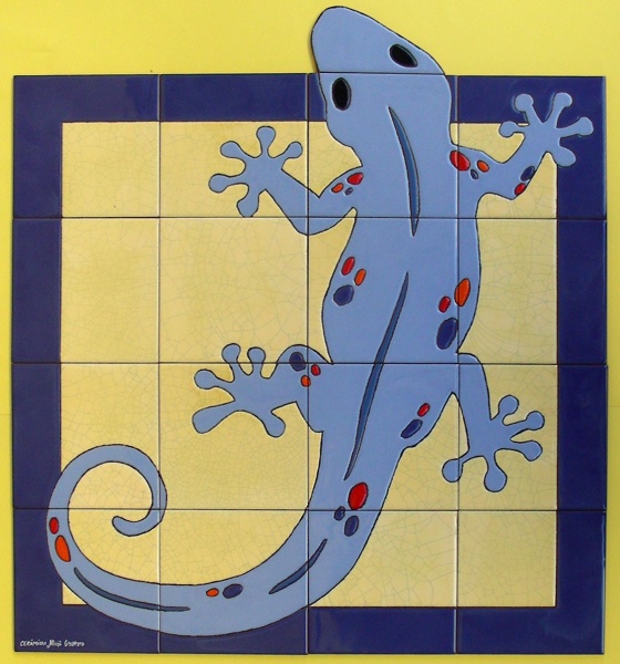 Mural azulejo cerámica lagarto moderno