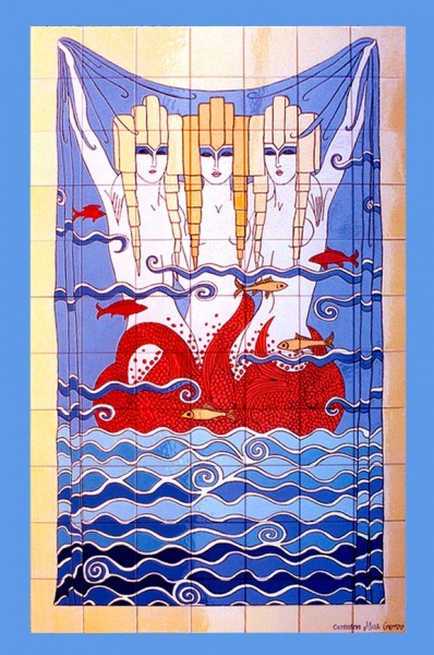 mural azulejo ceramica moderno sirena